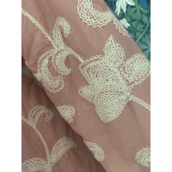 Cotton jacket in soft pink with white flower embroideries, size S - Picture 3 of 5